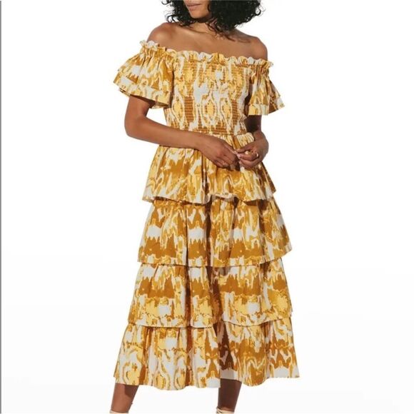 NWT Cleobella Samantha Ruffle Off Shoulder Midi Dress XS